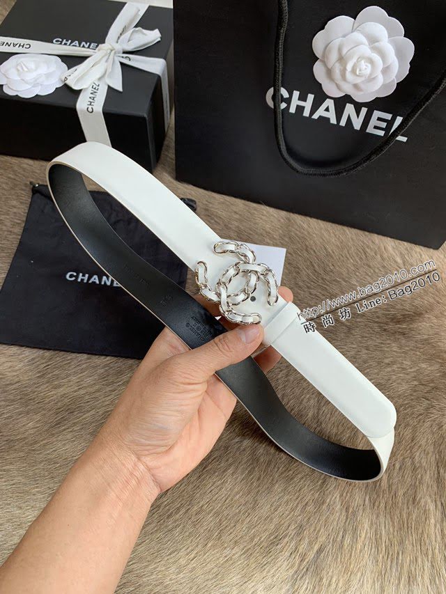 Chanel女士皮帶 香奈兒小香鑽圈雙面用小牛皮腰帶  jjp1171